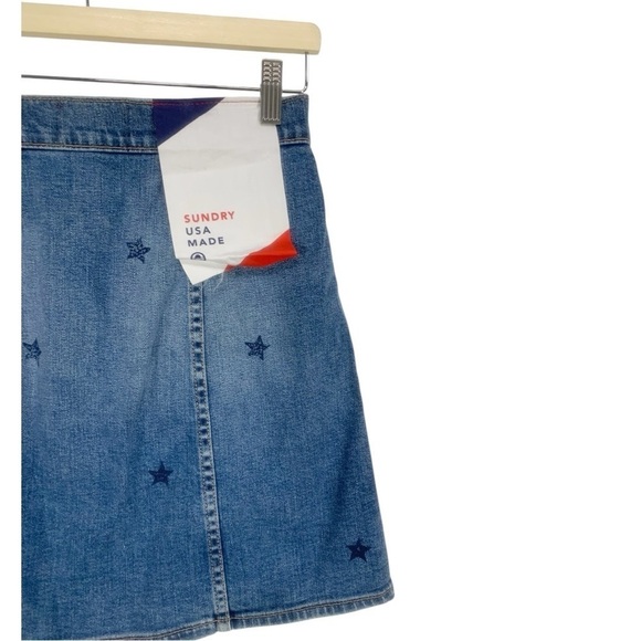 NEW Anthropologie Sundry Star High Waist Button Front Denim Jean Skirt Size 26 - Picture 8 of 11